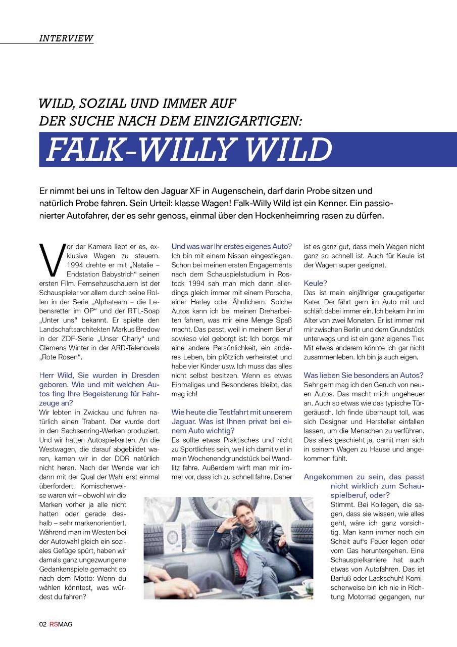 Falk-Willy Wild im Riller & Schnauck Magazin