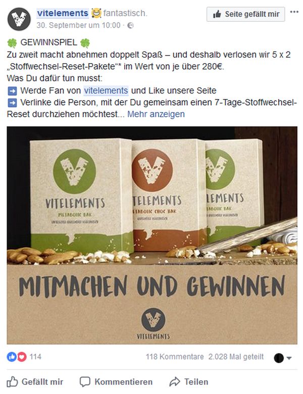 Gewinnspiel vitelements: Stoffwechsel-Reset-Rakete