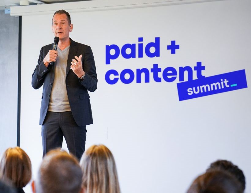 Mathias Döpfner begrüßt die Teilnehmer des siebten „International Paid Content Summit“ bei Axel Springer in Berlin