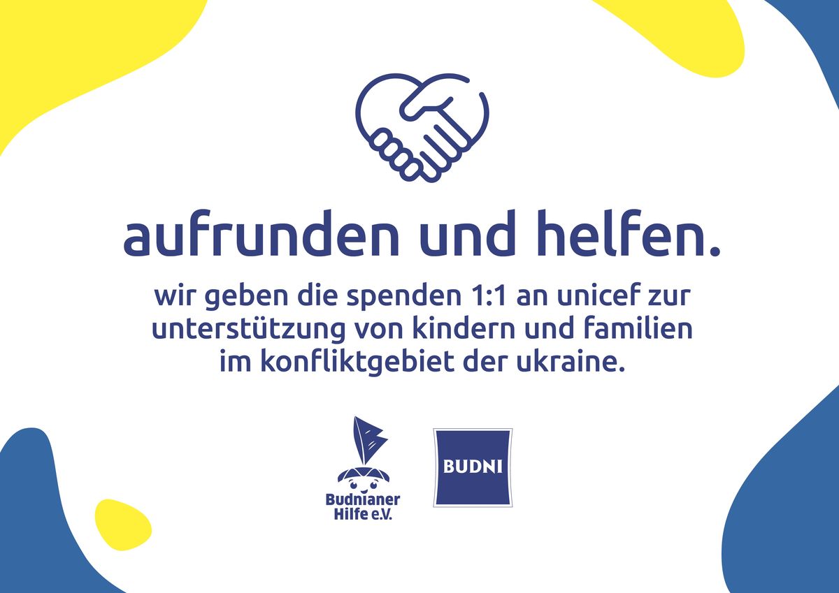 BUDNI startet Spenden-Aktion für Kinder in der Ukraine - Aufrunden & Helfen